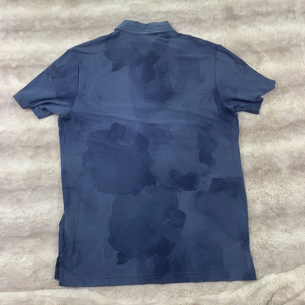 Adidas Golf Mens Polo Shirt Blue Watercolor Cloud Print IM7895‎ Size Medium